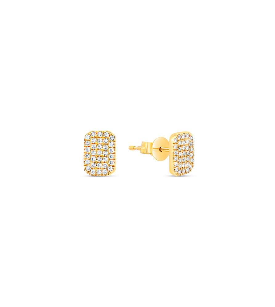 Diamond Rectangle Stud Earring - 14K Yellow Gold / 6.5mm - OLIVE & CHAIN Fine Jewelry