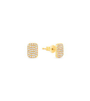 Diamond Rectangle Stud Earring - 14K Yellow Gold / 6.5mm - OLIVE & CHAIN Fine Jewelry