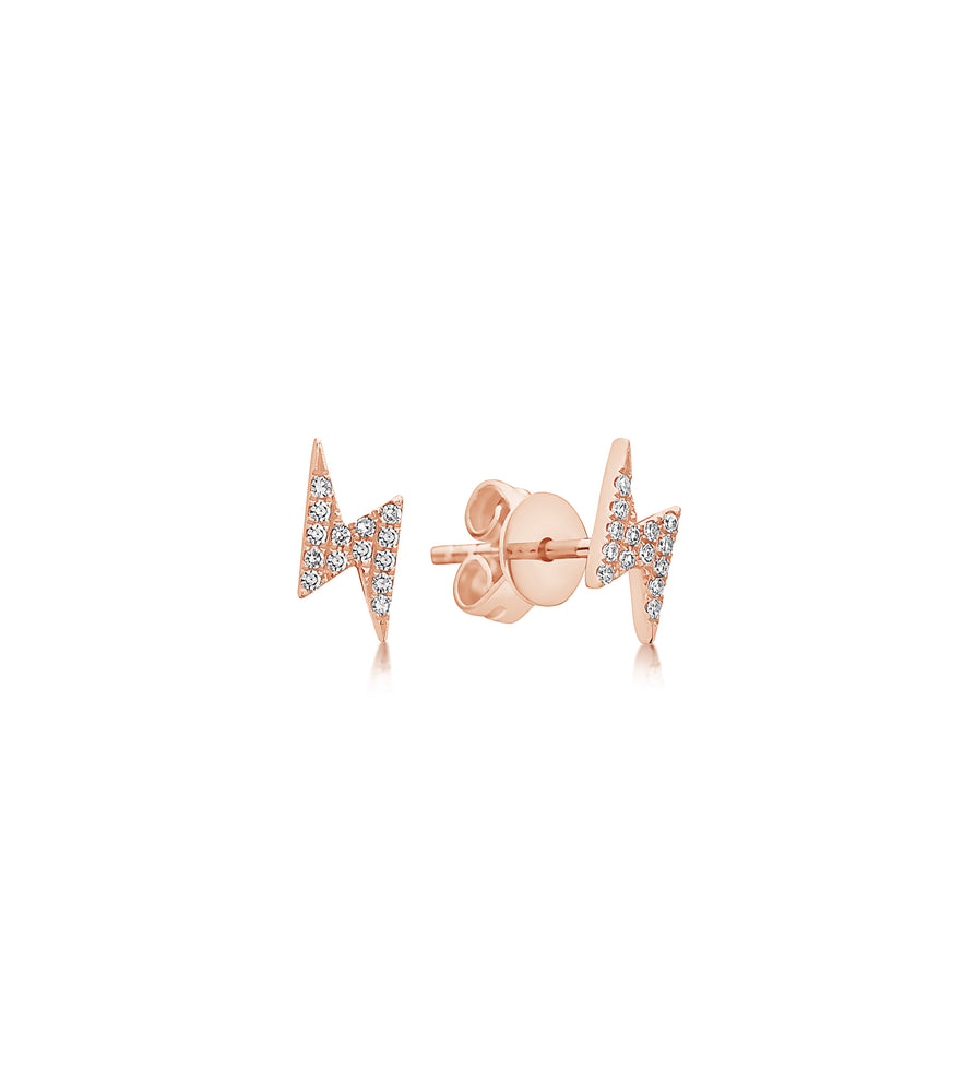 Diamond Lightning Bolt Stud Earring - 14K Rose Gold - Olive & Chain Fine Jewelry
