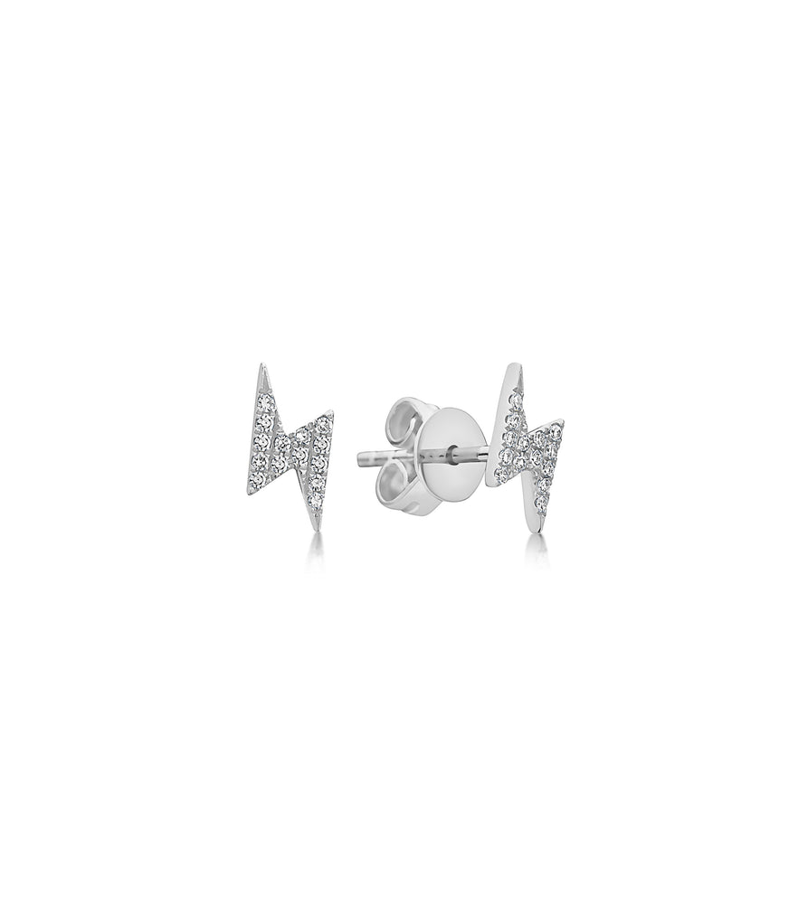 Diamond Lightning Bolt Stud Earring - 14K White Gold - Olive & Chain Fine Jewelry
