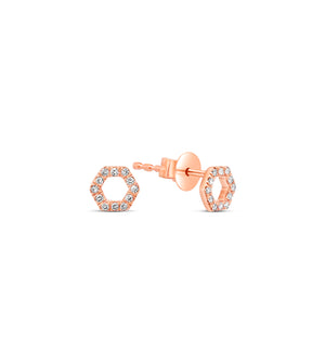 Diamond Hexagon Stud Earring - 14K Rose Gold - OLIVE & CHAIN Fine Jewelry