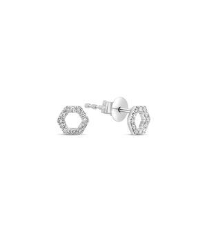 Diamond Hexagon Stud Earring - 14K White Gold - OLIVE & CHAIN Fine Jewelry