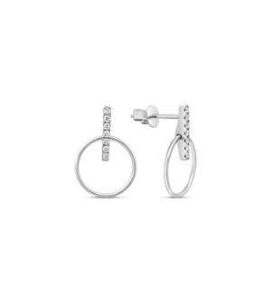 Diamond Door Knocker Earring - 14K White Gold - OLIVE & CHAIN Fine Jewelry