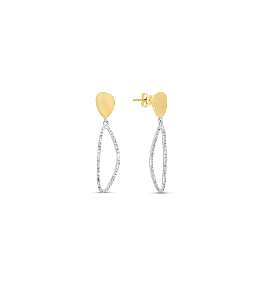 Diamond Freeform Drop Earring - 14K Two-tone Gold - OLIVE & CHAIN Fine Jewelry