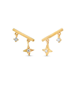 Diamond Star Bar Earrings - 14K Yellow Gold - Olive & Chain Fine Jewelry