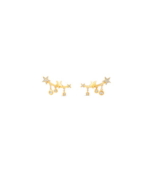 Diamond Star Charm Ear Climbers - 14K Yellow Gold - Olive & Chain Fine Jewelry
