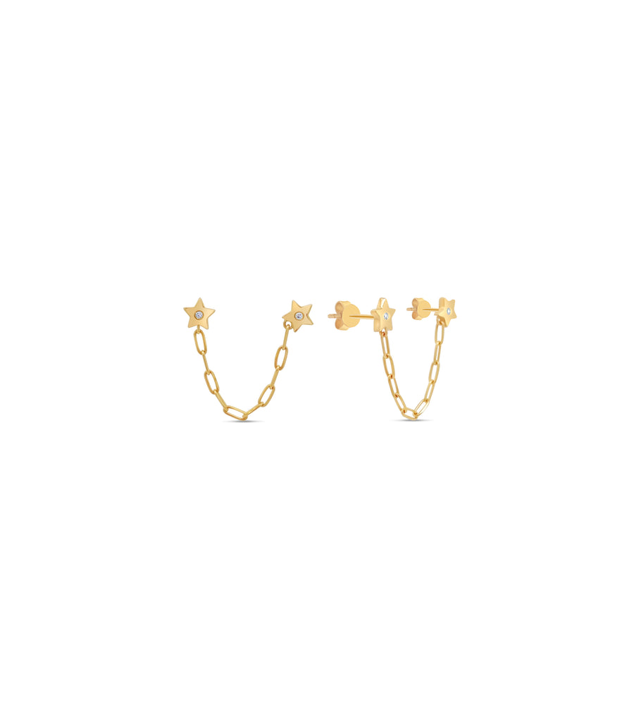 Diamond Double Stud Star Earring - 14K  - Olive & Chain Fine Jewelry