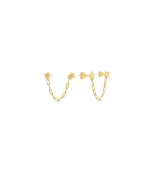 Diamond Double Stud Star Earring - 14K  - Olive & Chain Fine Jewelry