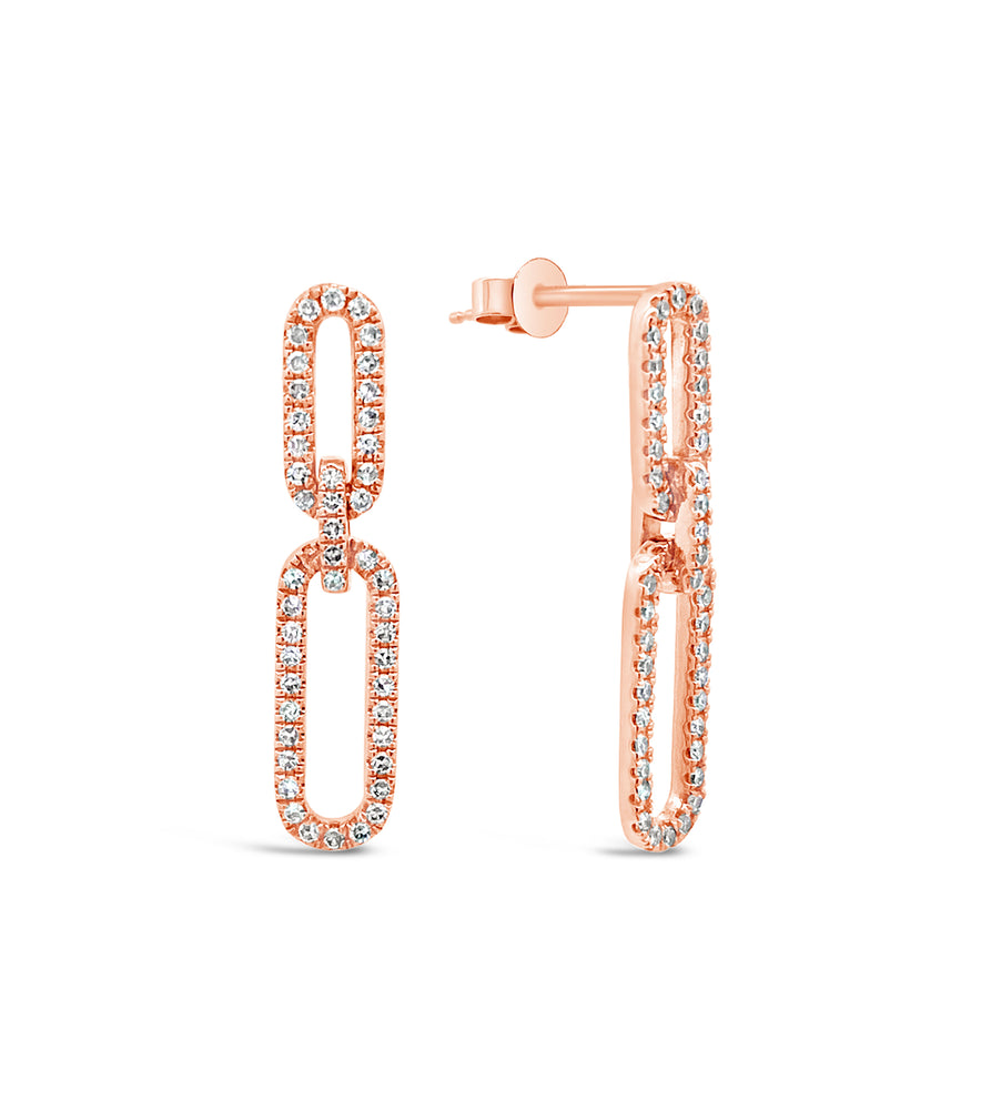Diamond Paperclip Earring - 14K Rose Gold - OLIVE & CHAIN Fine Jewelry