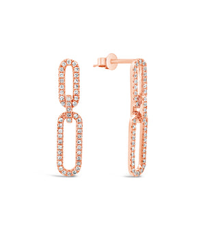 Diamond Paperclip Earring - 14K Rose Gold - OLIVE & CHAIN Fine Jewelry