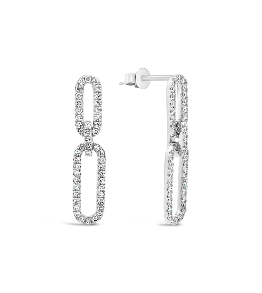Diamond Paperclip Earring - 14K White Gold - OLIVE & CHAIN Fine Jewelry