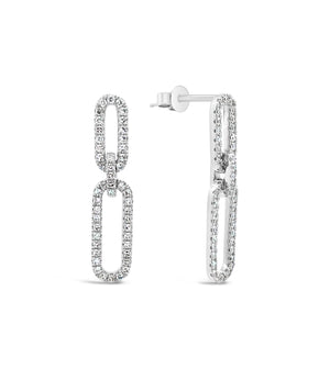 Diamond Paperclip Earring - 14K White Gold - OLIVE & CHAIN Fine Jewelry