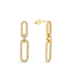 Diamond Paperclip Earring - 14K Yellow Gold - OLIVE & CHAIN Fine Jewelry