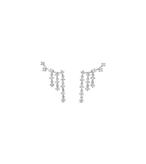 Diamond Chandelier Ear Climbers - 14K White Gold - Olive & Chain Fine Jewelry