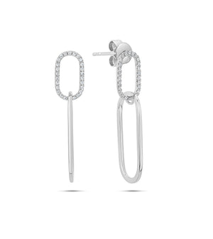Diamond Paperclip Link Earring - 14K White Gold - Olive & Chain Fine Jewelry