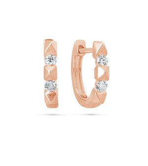 Diamond Spike Huggie Earring - 14K Rose Gold - Olive & Chain Fine Jewelry