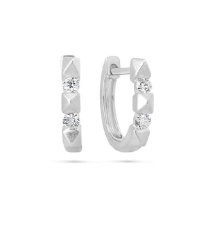 Diamond Spike Huggie Earring - 14K White Gold - Olive & Chain Fine Jewelry