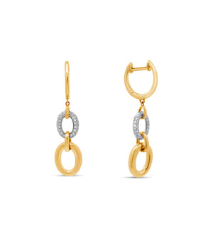 Diamond Oval Link Earrings - 14K Two-Tone Gold - Olive & Chain Fine Jewelry