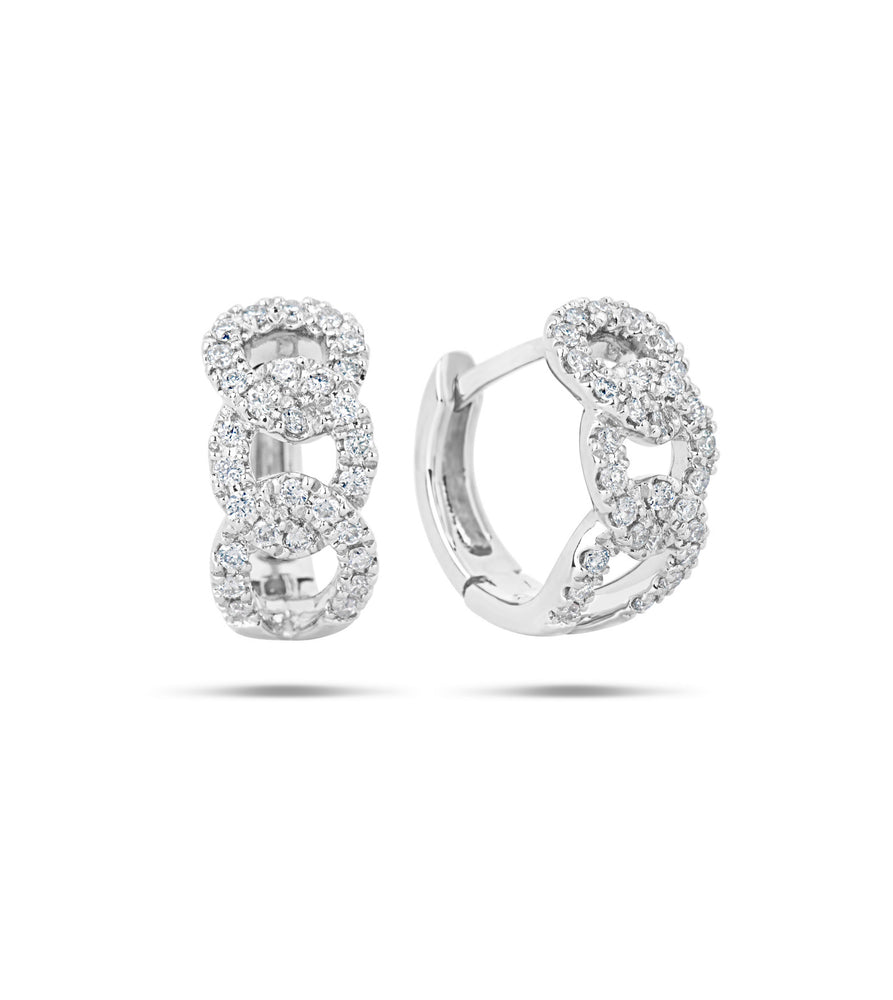 Diamond Curb Link Huggie Earring - 14K White Gold / 10mm - OLIVE & CHAIN Fine Jewelry