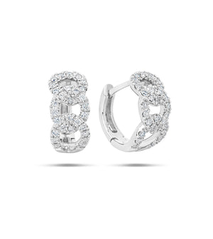 Diamond Curb Link Huggie Earring - 14K White Gold / 10mm - OLIVE & CHAIN Fine Jewelry