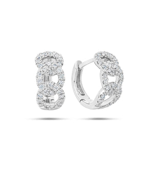 Diamond Link Huggie Earring - 14K White Gold - Olive & Chain Fine Jewelry