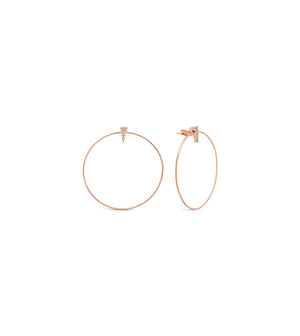 Diamond Hoop Stud Earrings - 14K Rose Gold - Olive & Chain Fine Jewelry