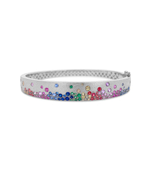 Rainbow Celestial Signature Bangle - 14K White Gold - Olive & Chain Fine Jewelry