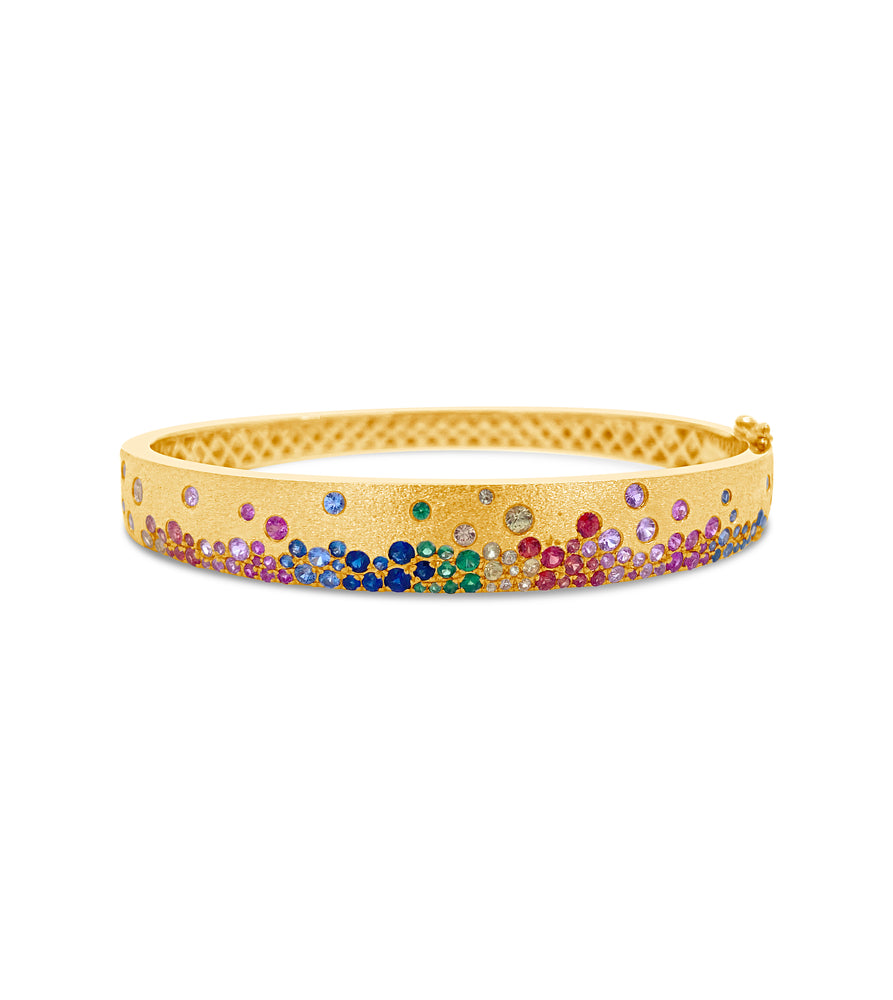 Rainbow Celestial Signature Bangle - 14K Yellow Gold - Olive & Chain Fine Jewelry
