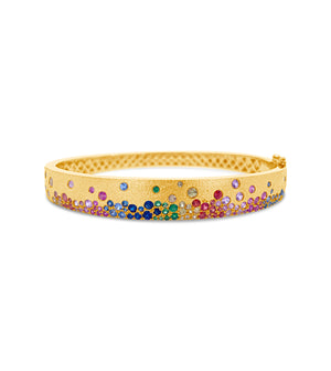 Rainbow Celestial Signature Bangle - 14K Yellow Gold - Olive & Chain Fine Jewelry