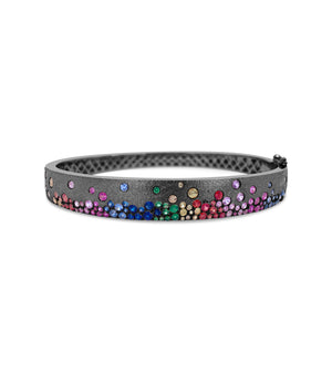 Rainbow Celestial Signature Bangle - 14K Black Gold - Olive & Chain Fine Jewelry