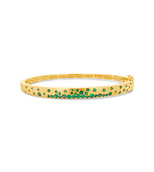 Tsavorite Celestial Slim Bangle - 14K Yellow Gold - Olive & Chain Fine Jewelry