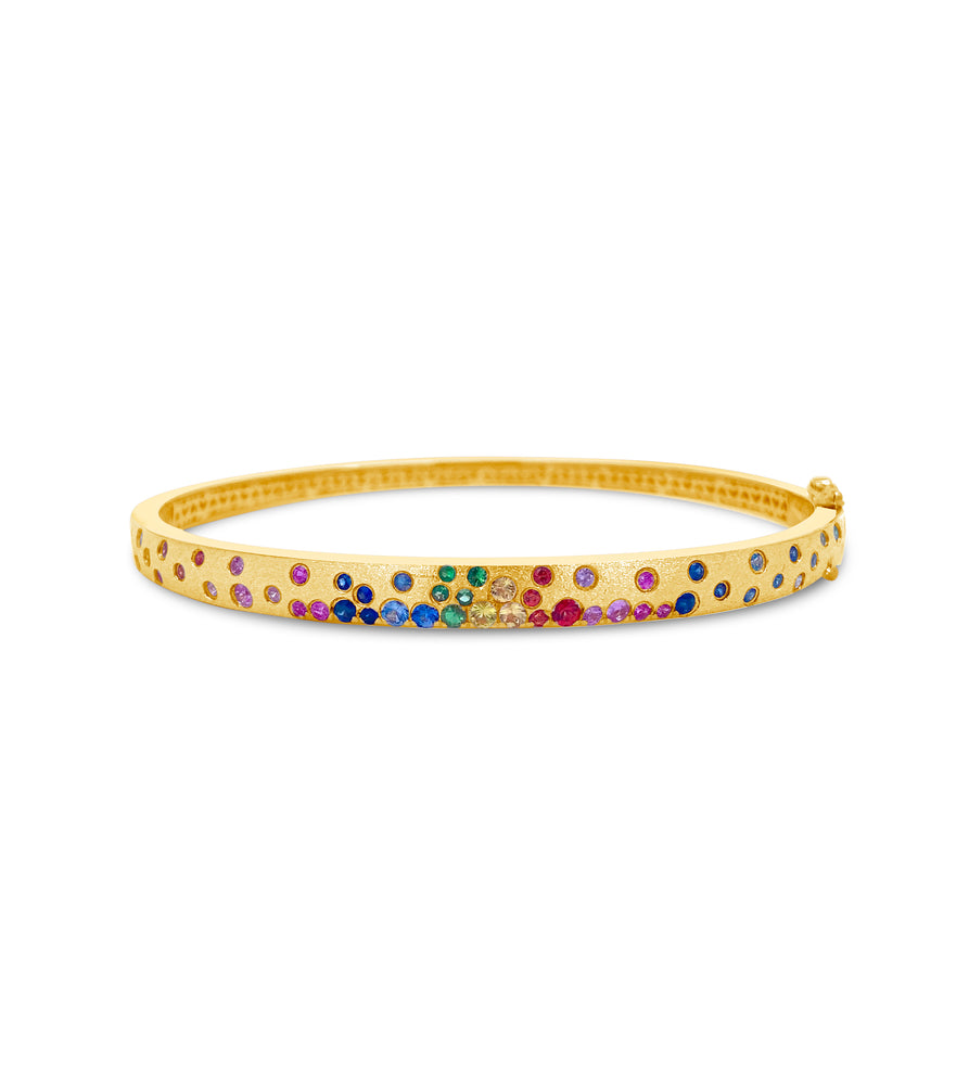 Rainbow Celestial Slim Bangle - 14K Yellow Gold - Olive & Chain Fine Jewelry