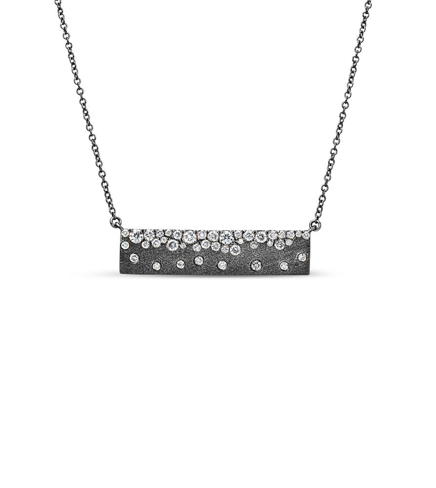 Diamond Celestial Bar Necklace - 14K Black Gold - Olive & Chain Fine Jewelry