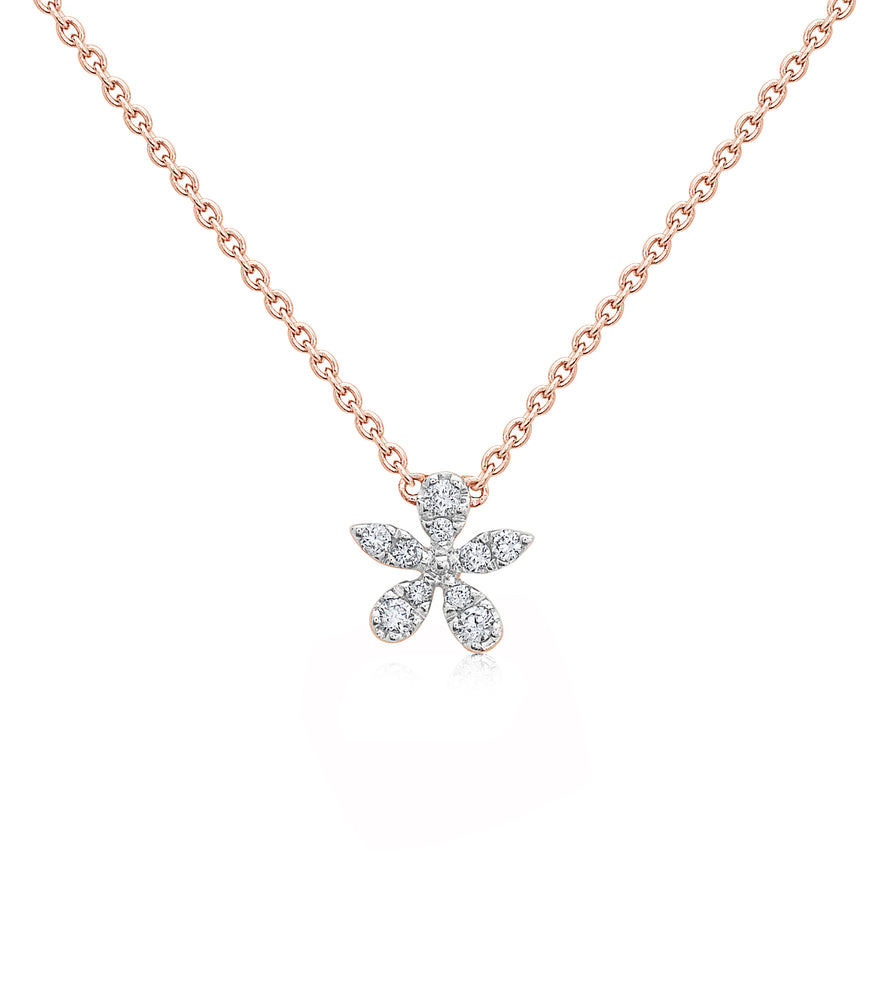 Diamond Flower Necklace - 14K Rose Gold - Olive & Chain Fine Jewelry