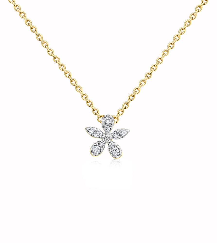 Diamond Flower Necklace - 14K Yellow Gold - OLIVE & CHAIN Fine Jewelry