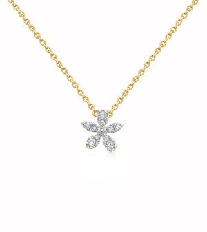 Diamond Flower Necklace - 14K Yellow Gold - OLIVE & CHAIN Fine Jewelry