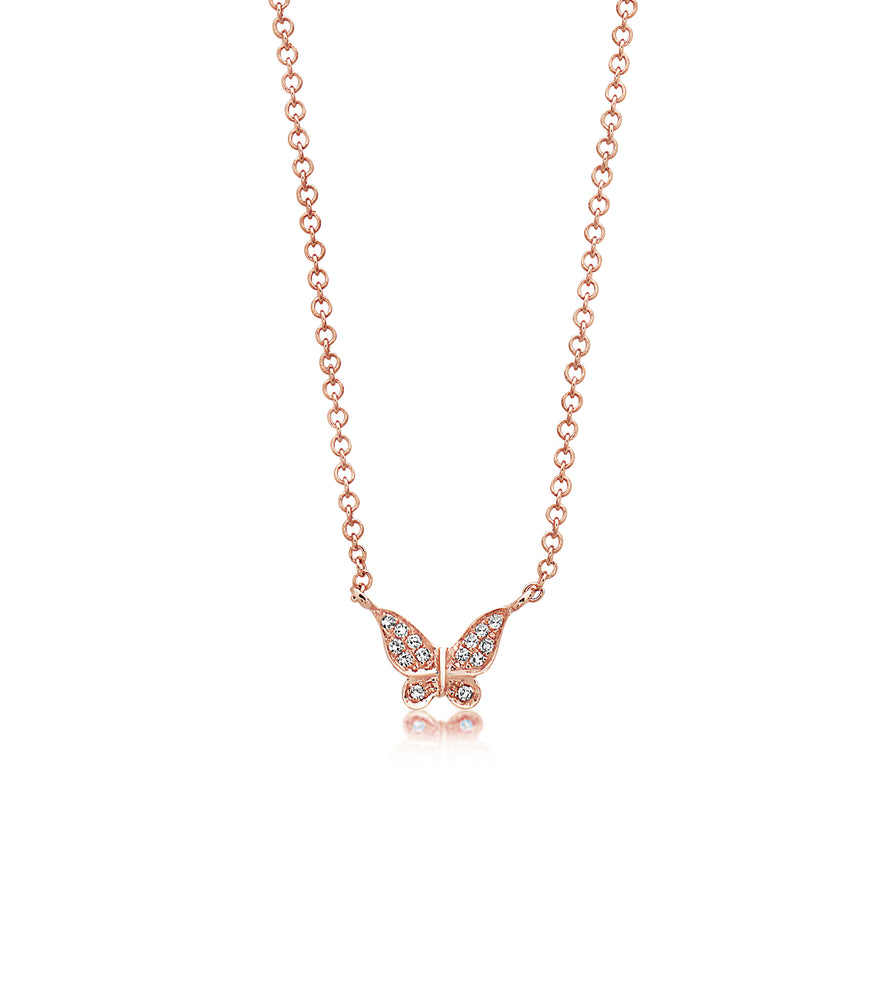Diamond Butterfly Necklace - 14K Rose Gold - OLIVE & CHAIN Fine Jewelry
