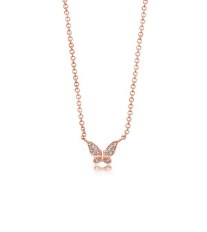 Diamond Butterfly Necklace - 14K Rose Gold - OLIVE & CHAIN Fine Jewelry