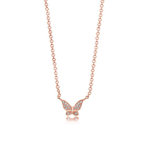 Diamond Butterfly Necklace - 14K Rose Gold - Olive & Chain Fine Jewelry