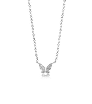 Diamond Butterfly Necklace - 14K White Gold - OLIVE & CHAIN Fine Jewelry