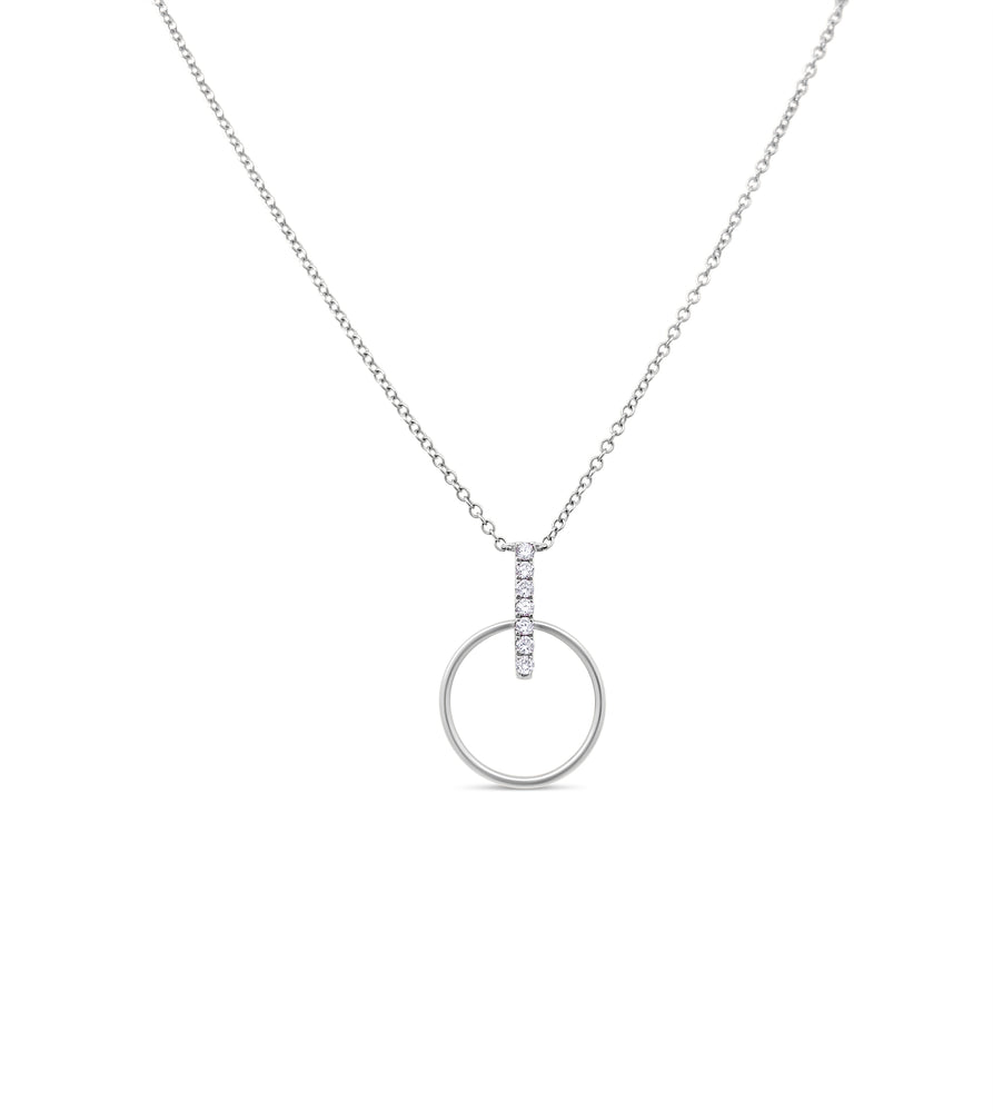 Diamond Door Knocker Necklace - 14K White Gold - OLIVE & CHAIN Fine Jewelry