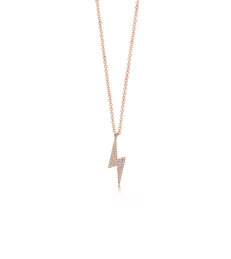 Diamond Lightning Bolt Necklace - 14K Rose Gold - OLIVE & CHAIN Fine Jewelry