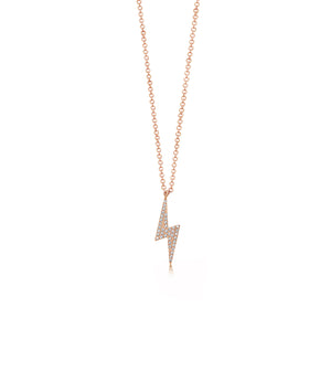 Diamond Lightning Bolt Necklace - 14K Rose Gold - OLIVE & CHAIN Fine Jewelry