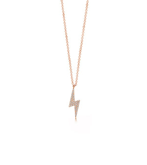 Diamond Lightning Bolt Necklace - 14K Rose Gold - Olive & Chain Fine Jewelry