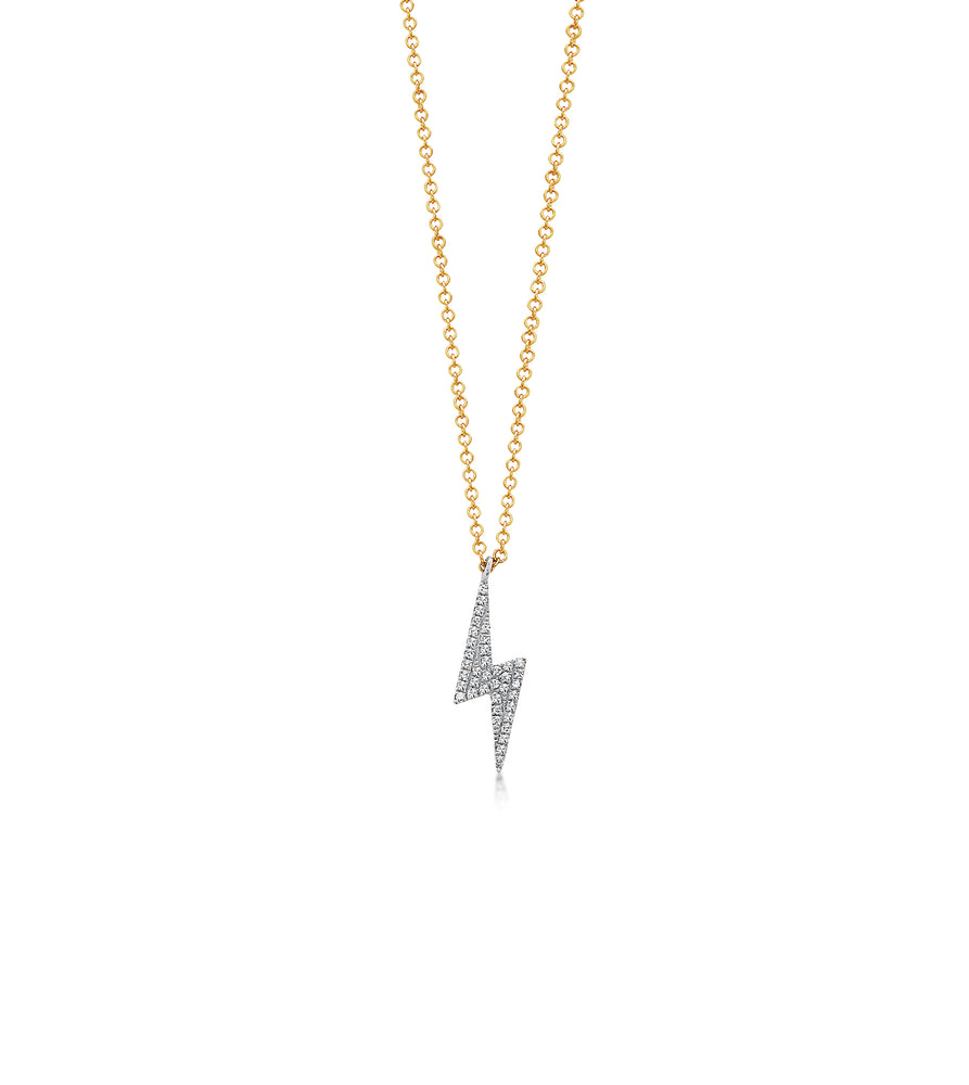 Diamond Lightning Bolt Necklace - 14K Two-Tone Gold - OLIVE & CHAIN Fine Jewelry