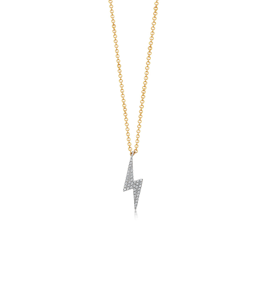 Diamond Lightning Bolt Necklace - 14K Two-Tone Gold - Olive & Chain Fine Jewelry