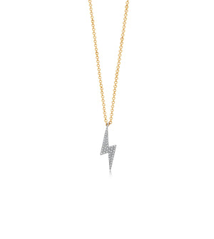 Diamond Lightning Bolt Necklace - 14K Two-Tone Gold - OLIVE & CHAIN Fine Jewelry