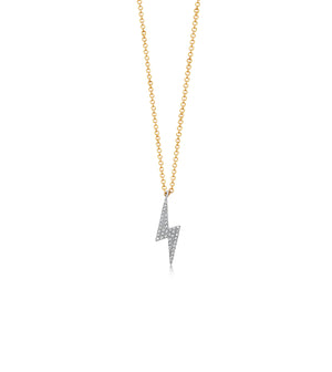 Diamond Lightning Bolt Necklace - 14K Two-Tone Gold - Olive & Chain Fine Jewelry