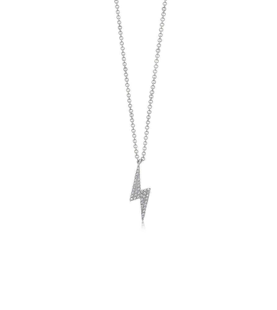 Diamond Lightning Bolt Necklace - 14K White Gold - Olive & Chain Fine Jewelry