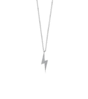 Diamond Lightning Bolt Necklace - 14K White Gold - OLIVE & CHAIN Fine Jewelry